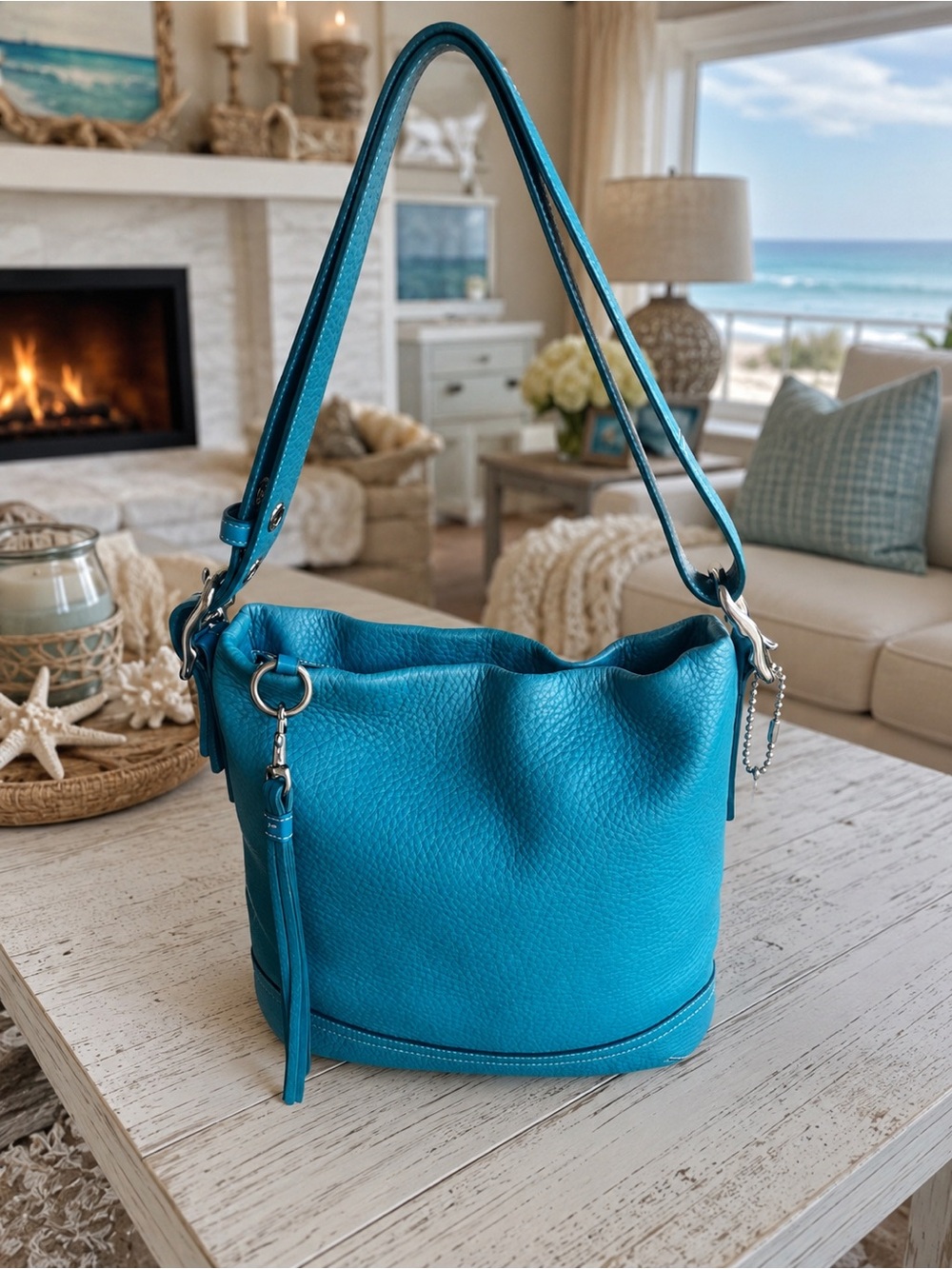 Coach Legacy 2004  Slim Duffle /Pebbled Leather Shoulder bag with Tassel